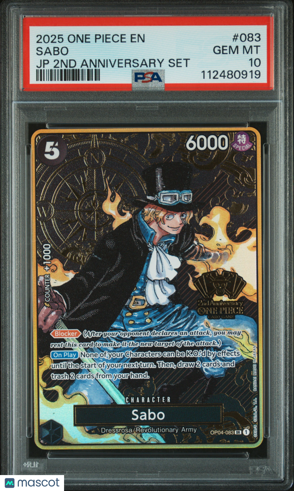 2025 One Piece Japanese 2ND Anniversary Set Sabo #083 Japanese PSA 10