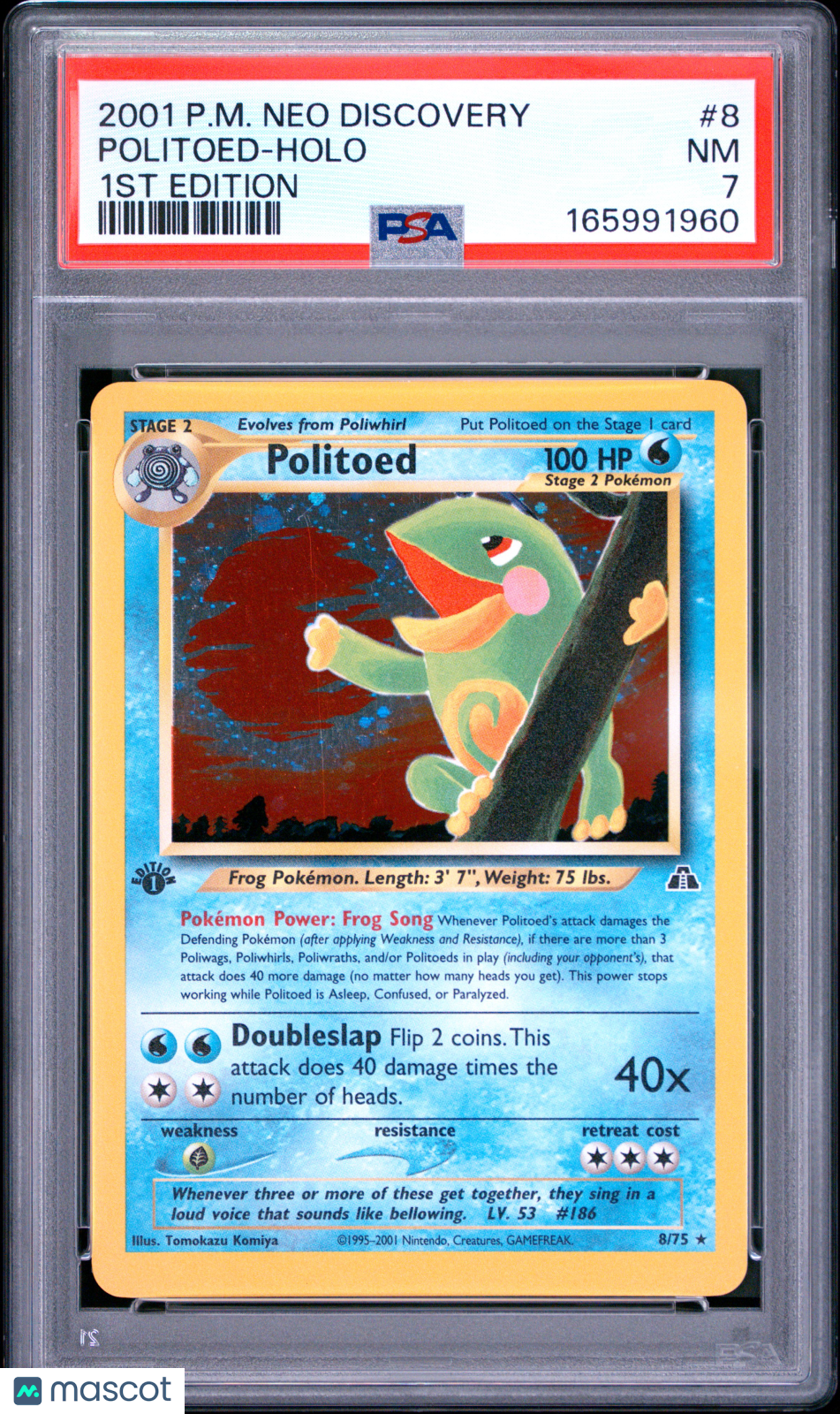 2001 Pokemon Neo Discovery Politoed #8 Holo 1st Edition PSA 7