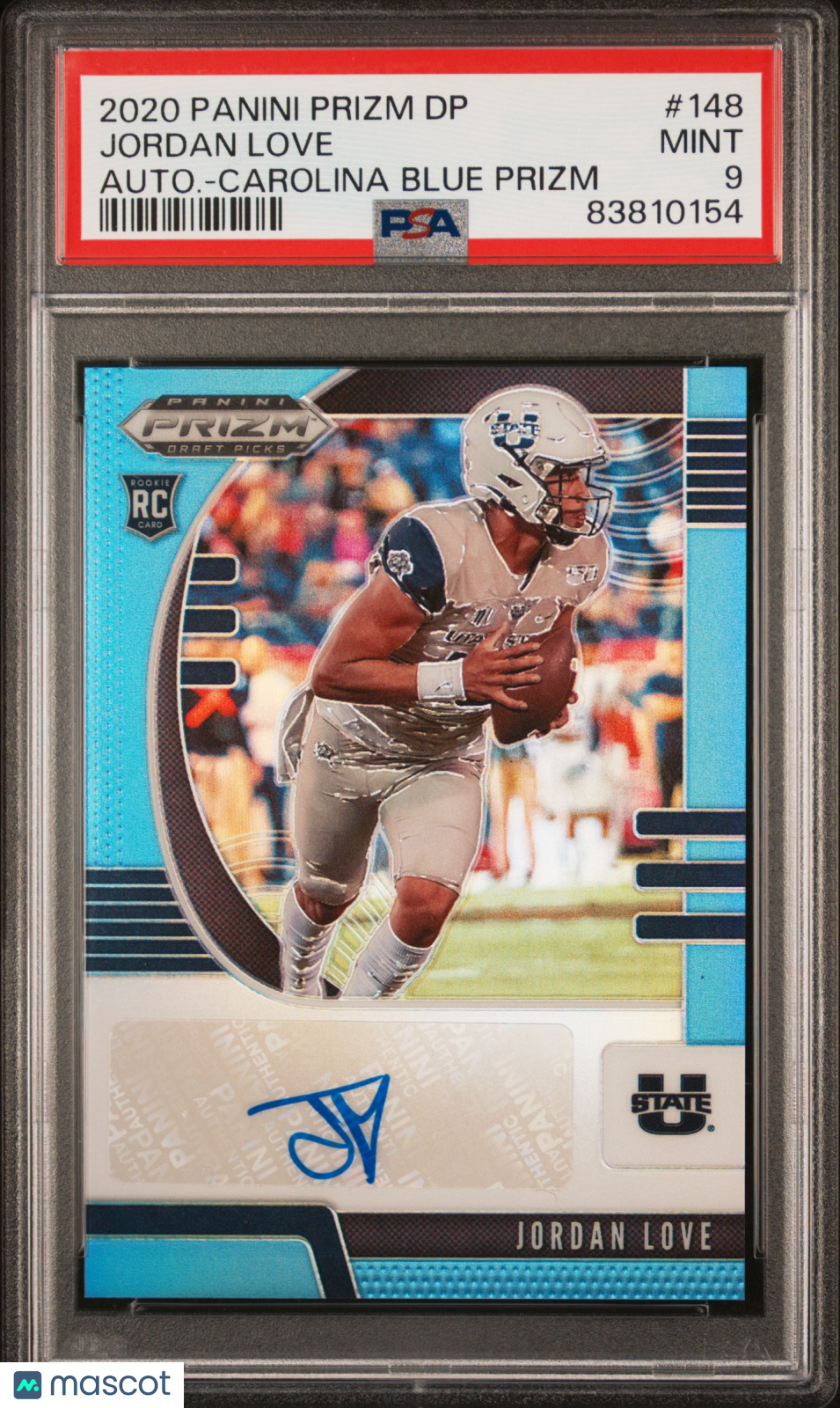 2020 Prizm Draft Picks Jordan Love Auto Carolina Blue Rookie PSA 9 MINT Packers