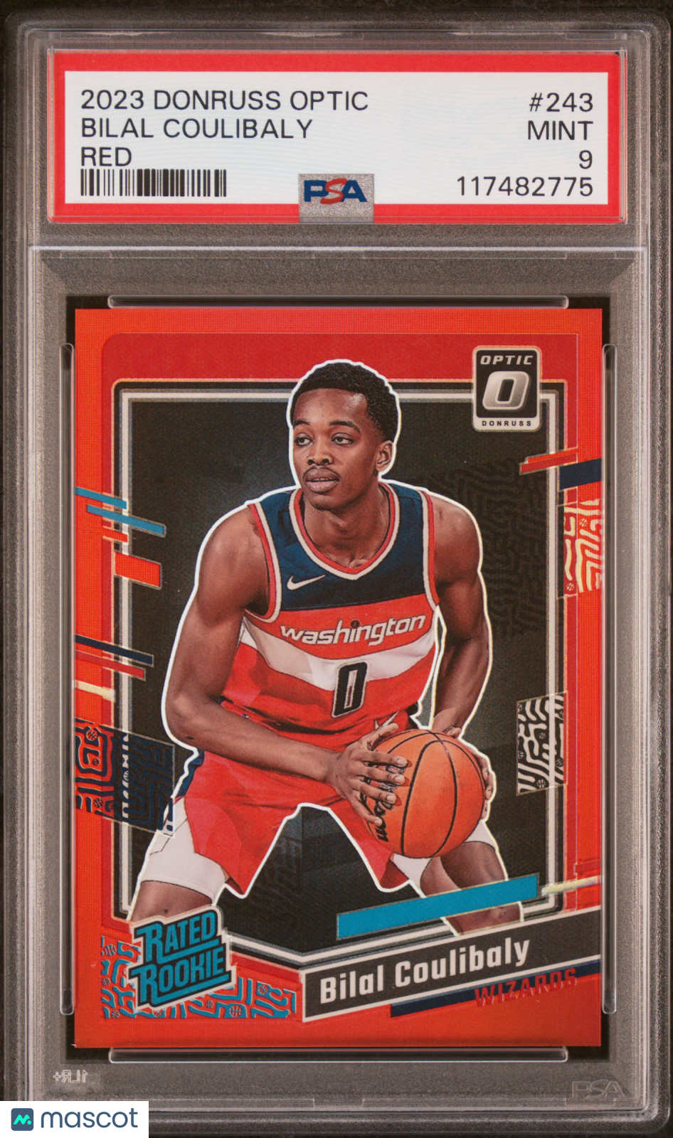 2023 Donruss Optic Bilal Coulibaly Red 22/99 Rated Rookie #243 PSA 9 Washington