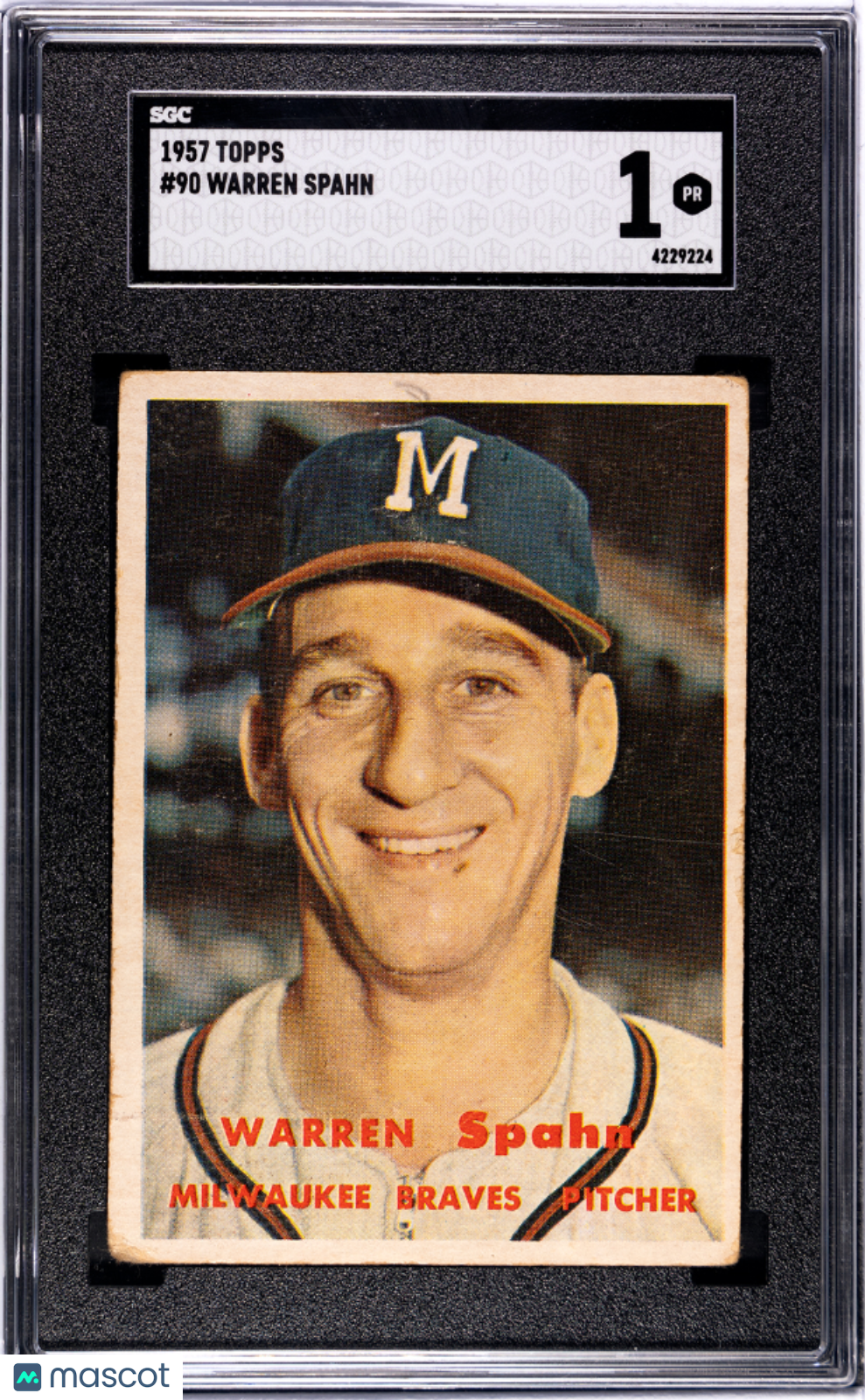 1957 Topps Warren Spahn #90 SGC 1 Milwaukee Braves