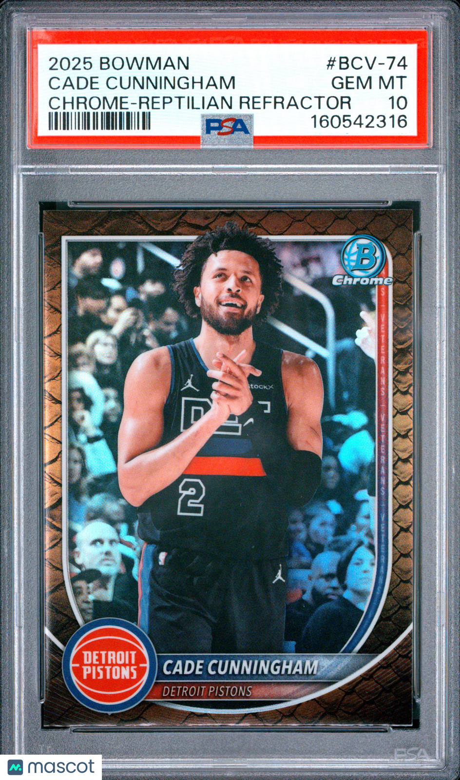 2025 Bowman Cade Cunningham Chrome Reptilian Refractor #BCV-74 PSA 10