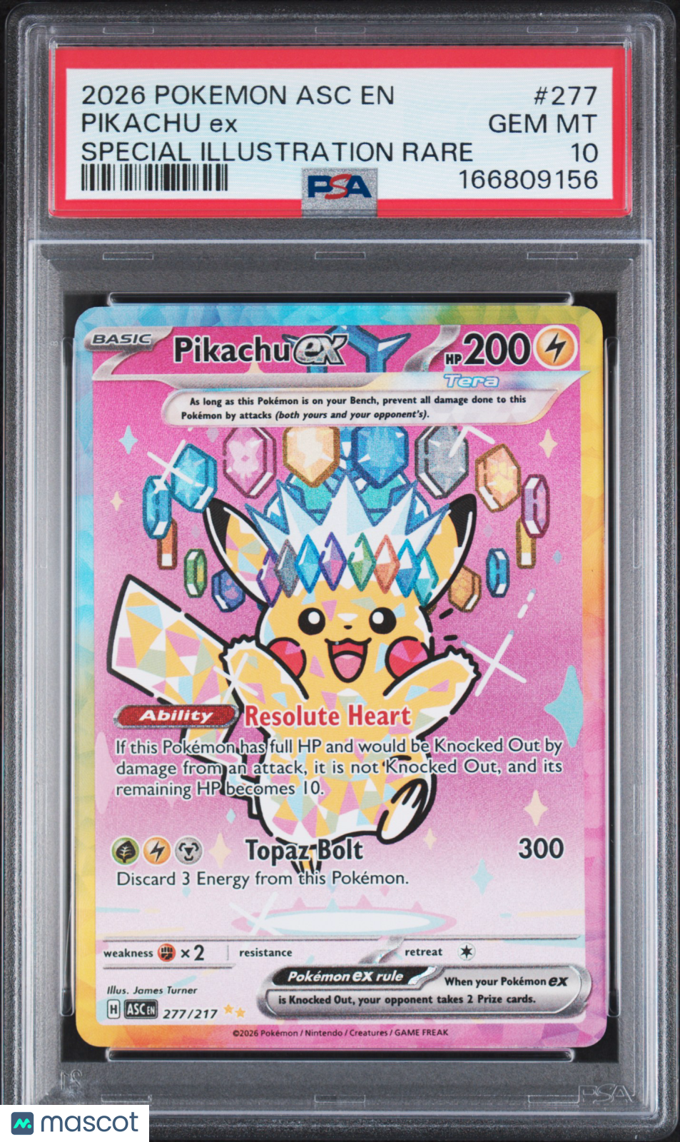 2026 Pokemon ASC EN Pikachu EX #277 Special Illustration Rare PSA 10