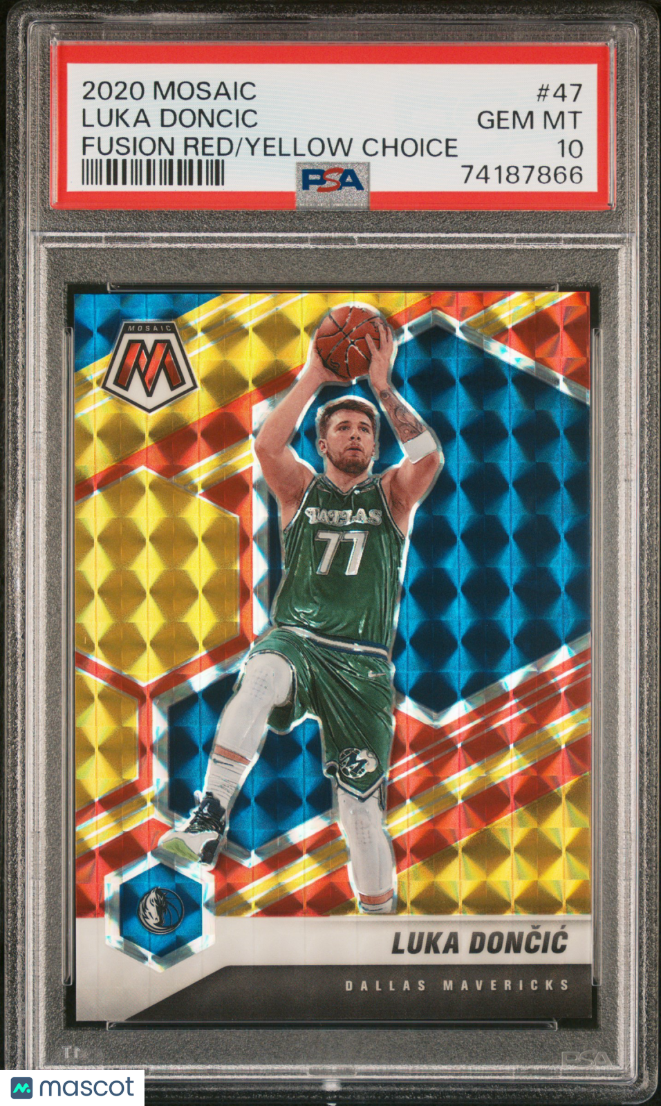 2020 Panini Mosaic Luka Doncic Fusion Red Yellow Choice 73/88 #47 PSA 10