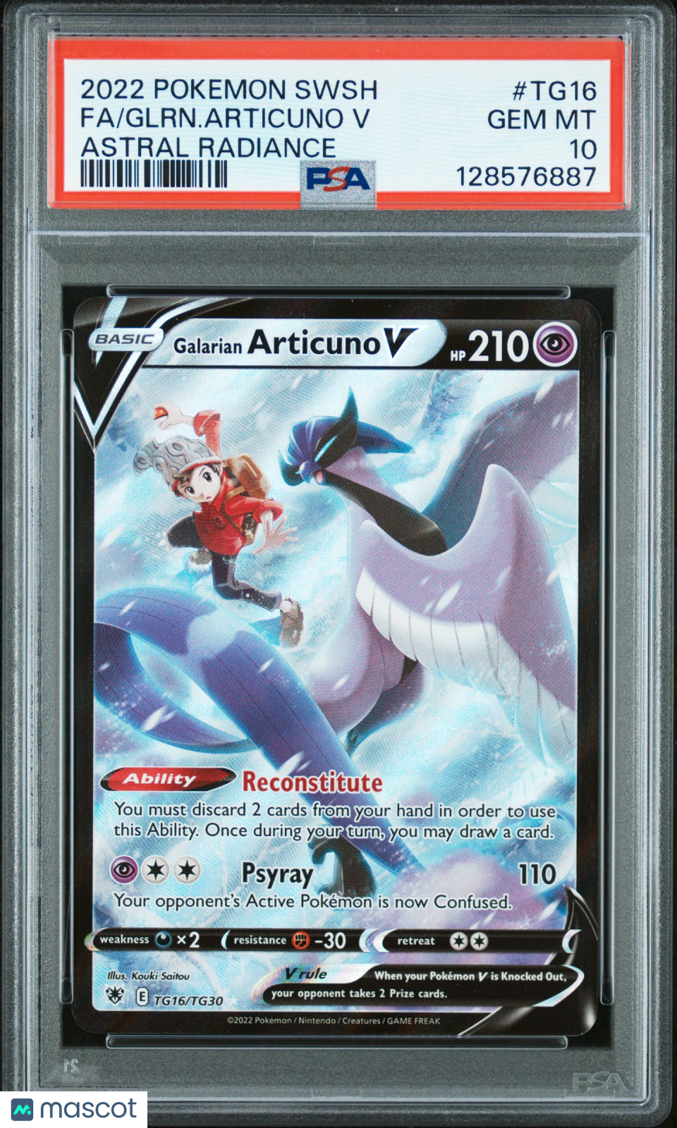 2022 Pokemon Sword & Shield Astral Radiance Glrn. Articuno V #TG16 FA PSA 10 GEM