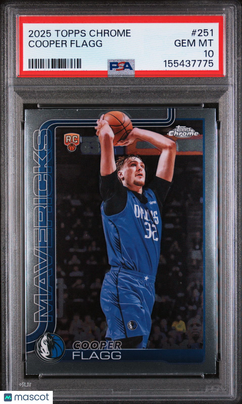 2025 Topps Chrome Cooper Flagg Rookie #251 PSA 10 Dallas Mavericks