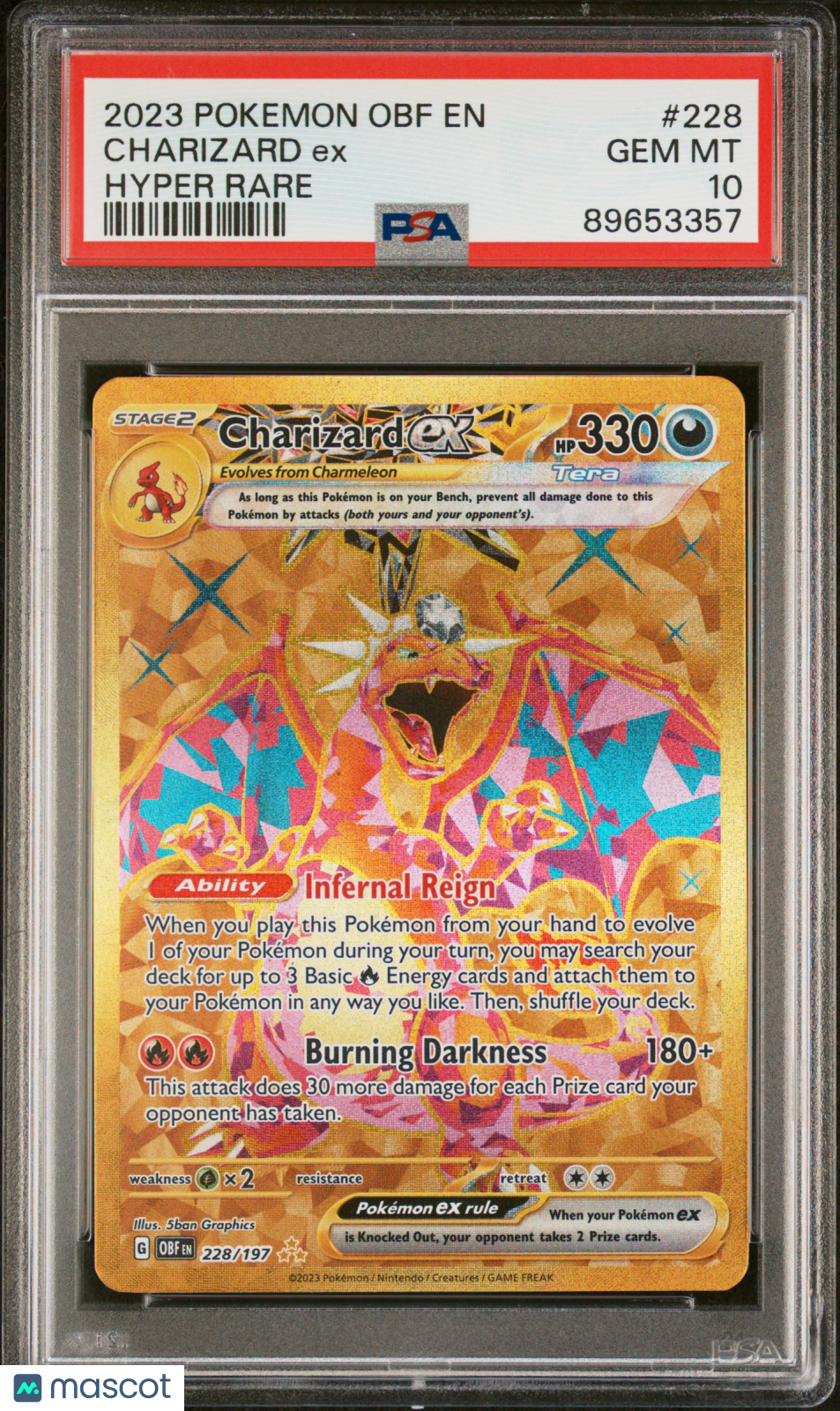 2023 Pokemon Obf EN-Obsidian Flames Charizard EX #228 Hyper Rare PSA 1