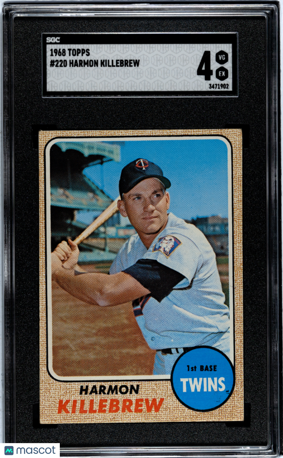 1968 Topps Harmon Killebrew #220 SGC 4 Minnesota Twins