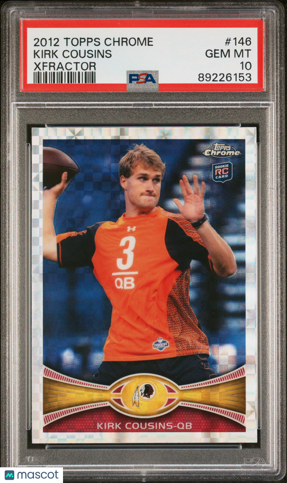 2012 Topps Chrome Kirk Cousins X Fractor #146 PSA 10