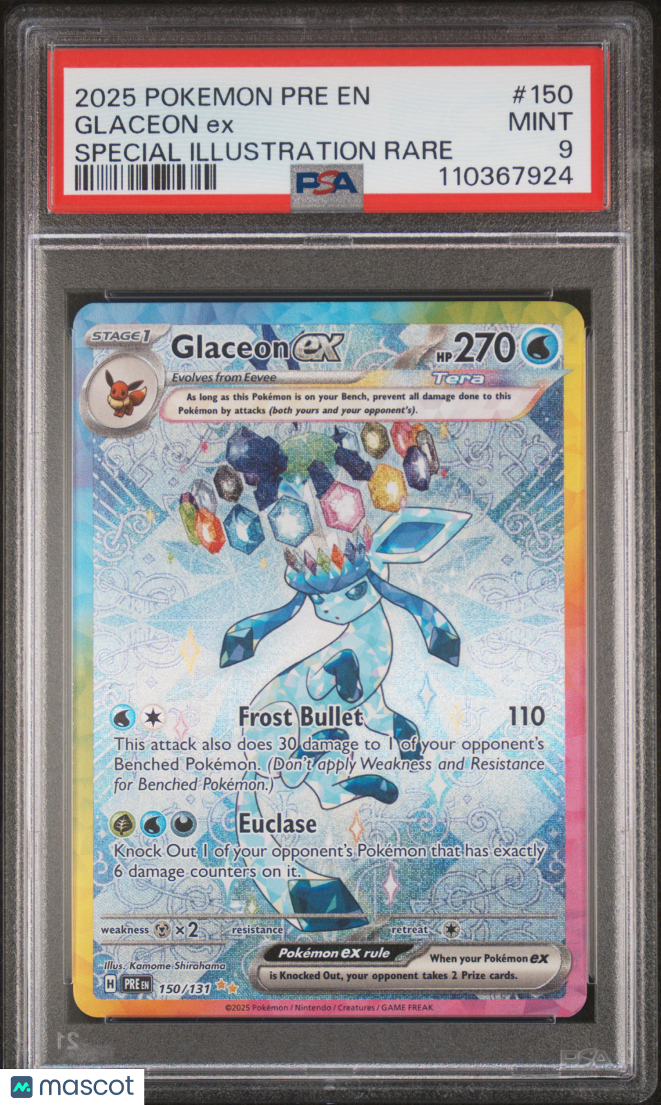 2025 Pokemon Pre EN Prismatic Evolutions Glaceon EX SAR PSA 9