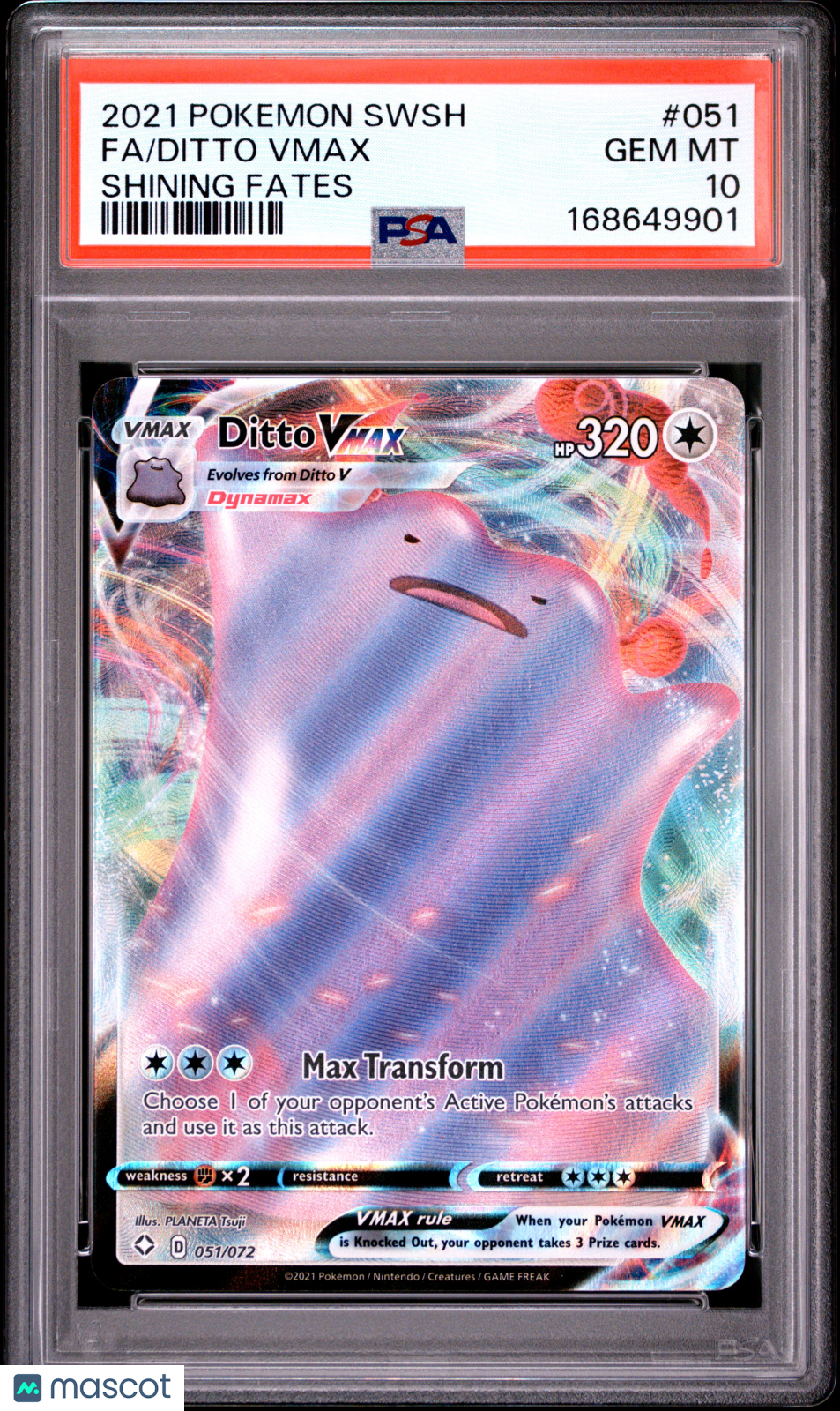 2021 Pokemon Sword & Shield Shining Fates Ditto VMAX #051 PSA 10