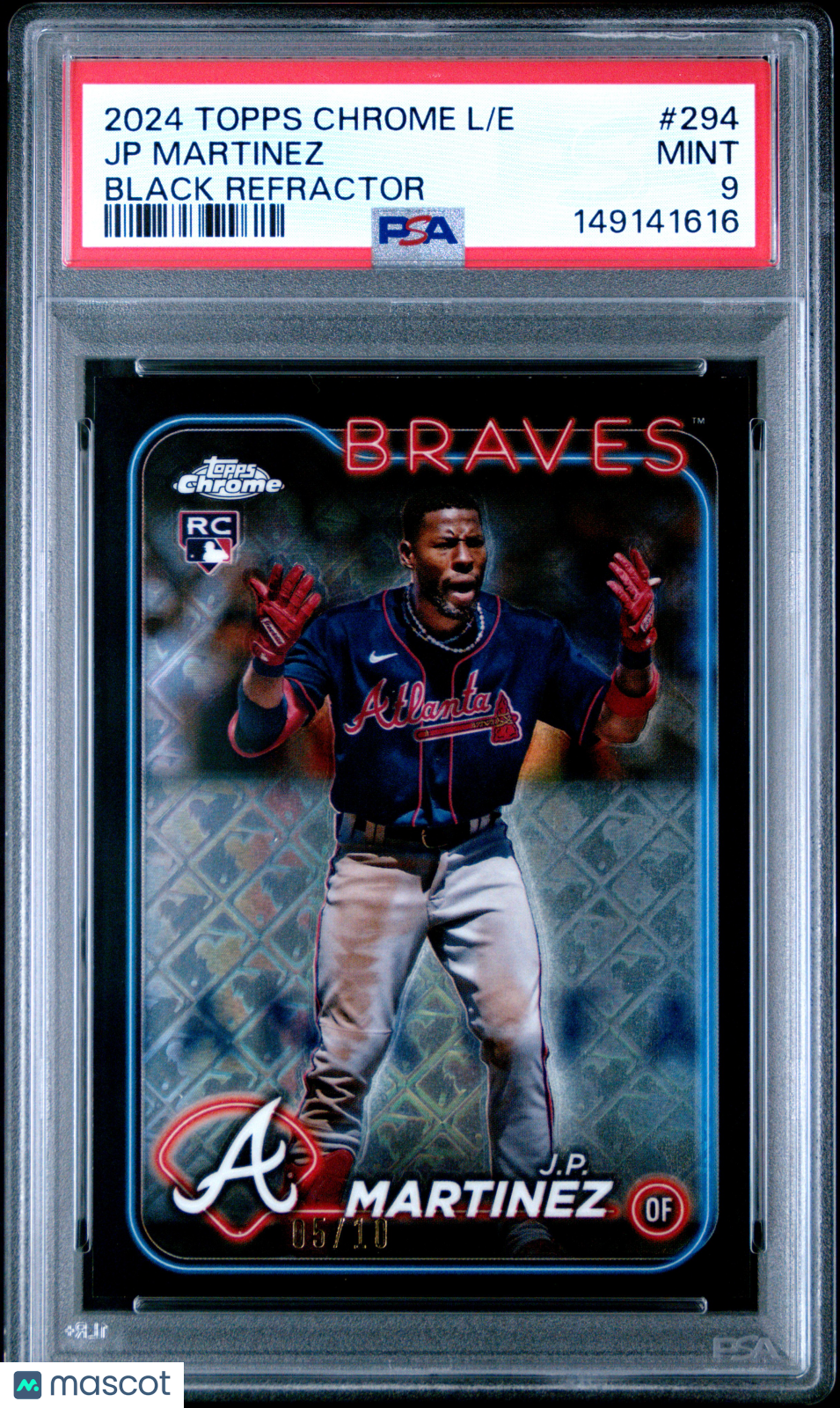 2024 Topps Chrome Logofractor Edition JP Martinez Black Refractor 05/10 PSA 9