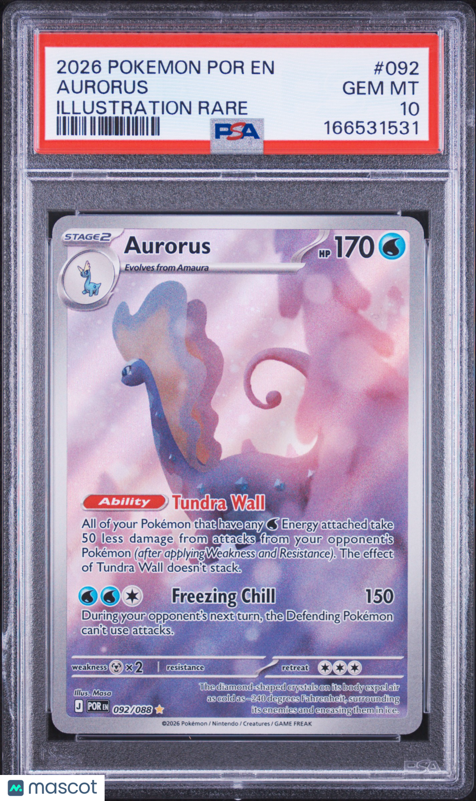 2026 Pokemon Perfect Order Aurorus #092 Illustration Rare PSA 10 GEM MINT