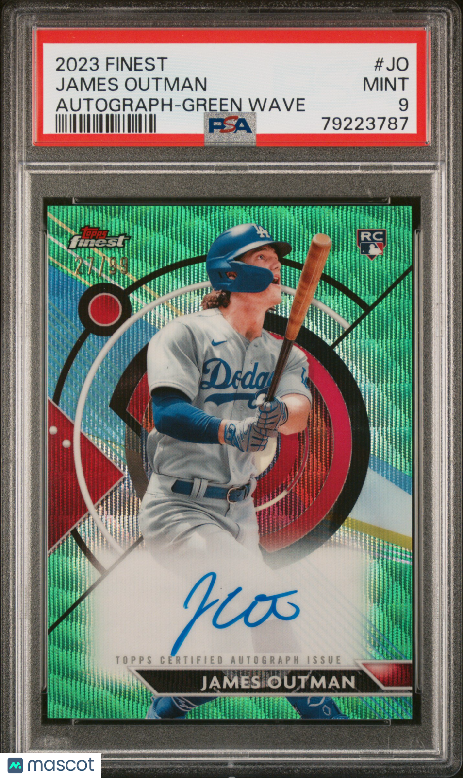 2023 Topps Finest Finest Autographs James Outman Autograph Green Wave #JO PSA 9
