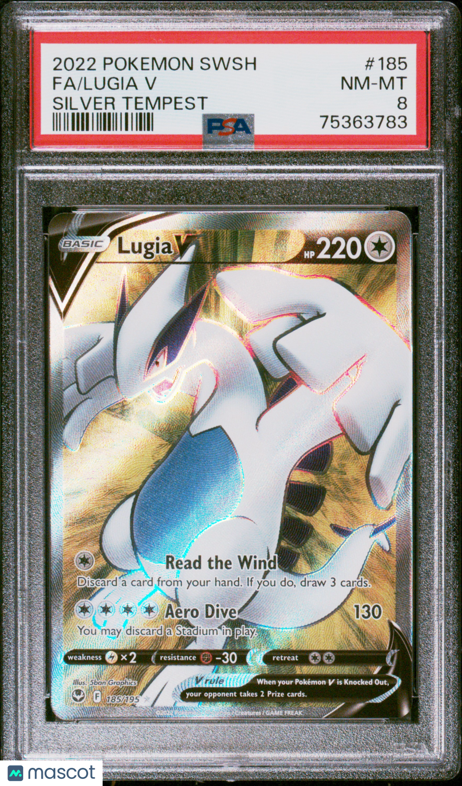 2022 Pokemon SWSH Silver Tempest Lugia V 185 PSA 8
