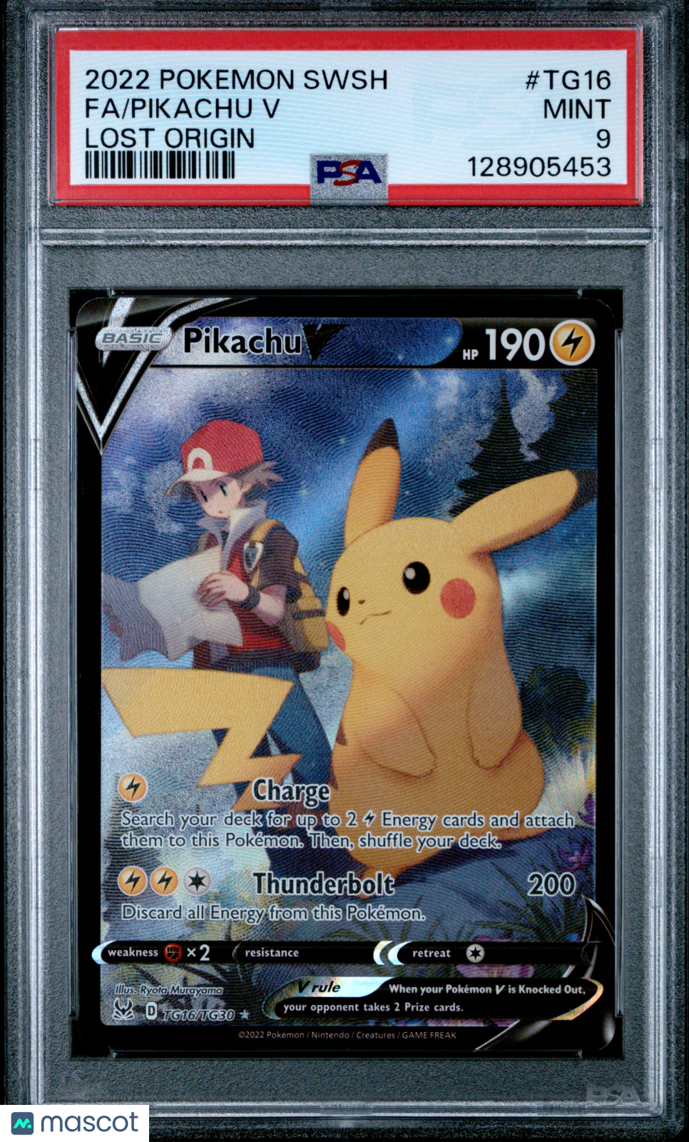 2022 Pokemon Sword & Shield Lost Origin Pikachu V #TG16 FA PSA 9 MINT