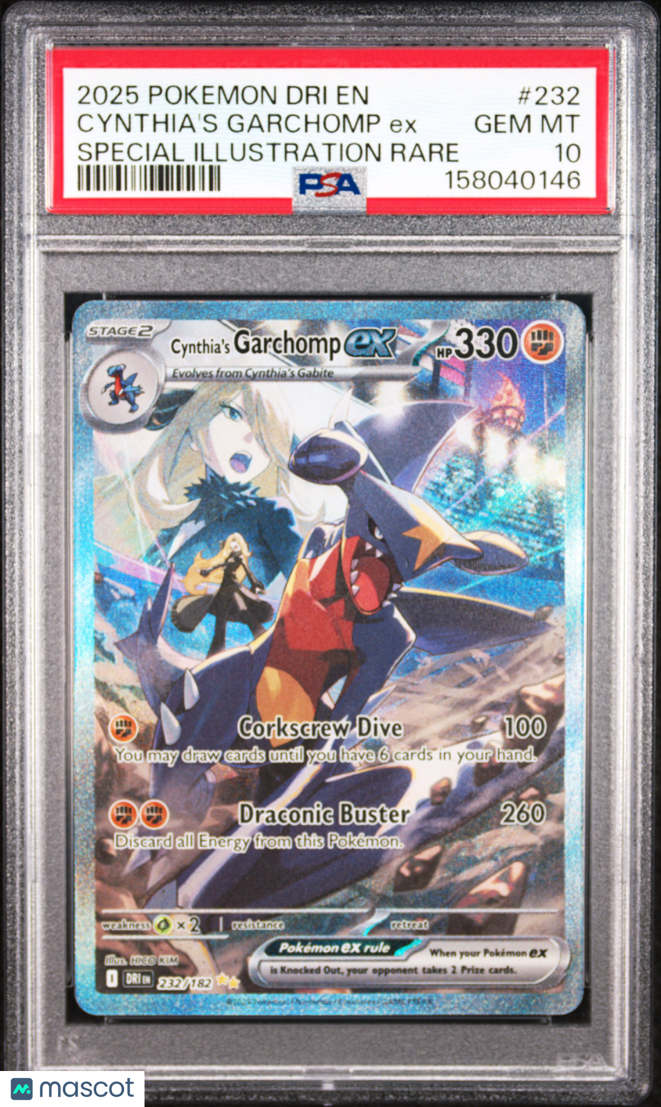 2025 Pokemon Dri EN Cynthia's Garchomp EX #232 Special Illustration Rare PSA 10
