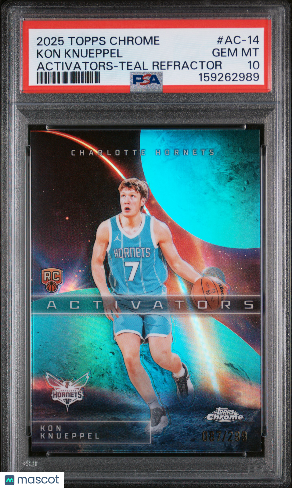 2025 Topps Chrome Activators Kon Knueppel Teal Refractor 087/299 #AC-14 PSA 10