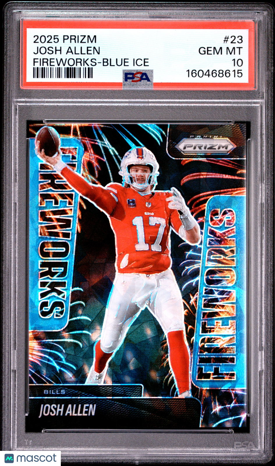 2025 Panini Prizm Fireworks Josh Allen Blue Ice #23 PSA 10