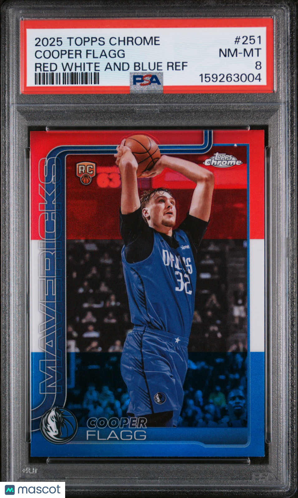 2025 Topps Chrome Cooper Flagg Red White And Blue Ref Rookie #251 PSA 8