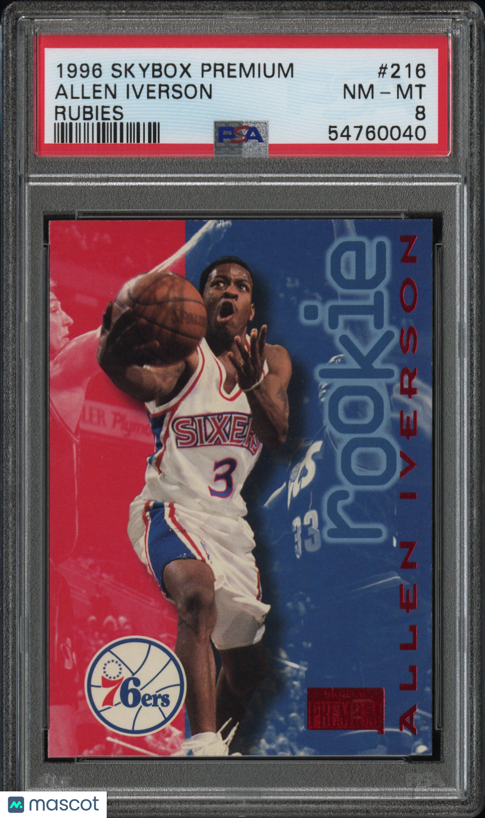 1996 Skybox Premium Allen Iverson Rubies #216 PSA 8