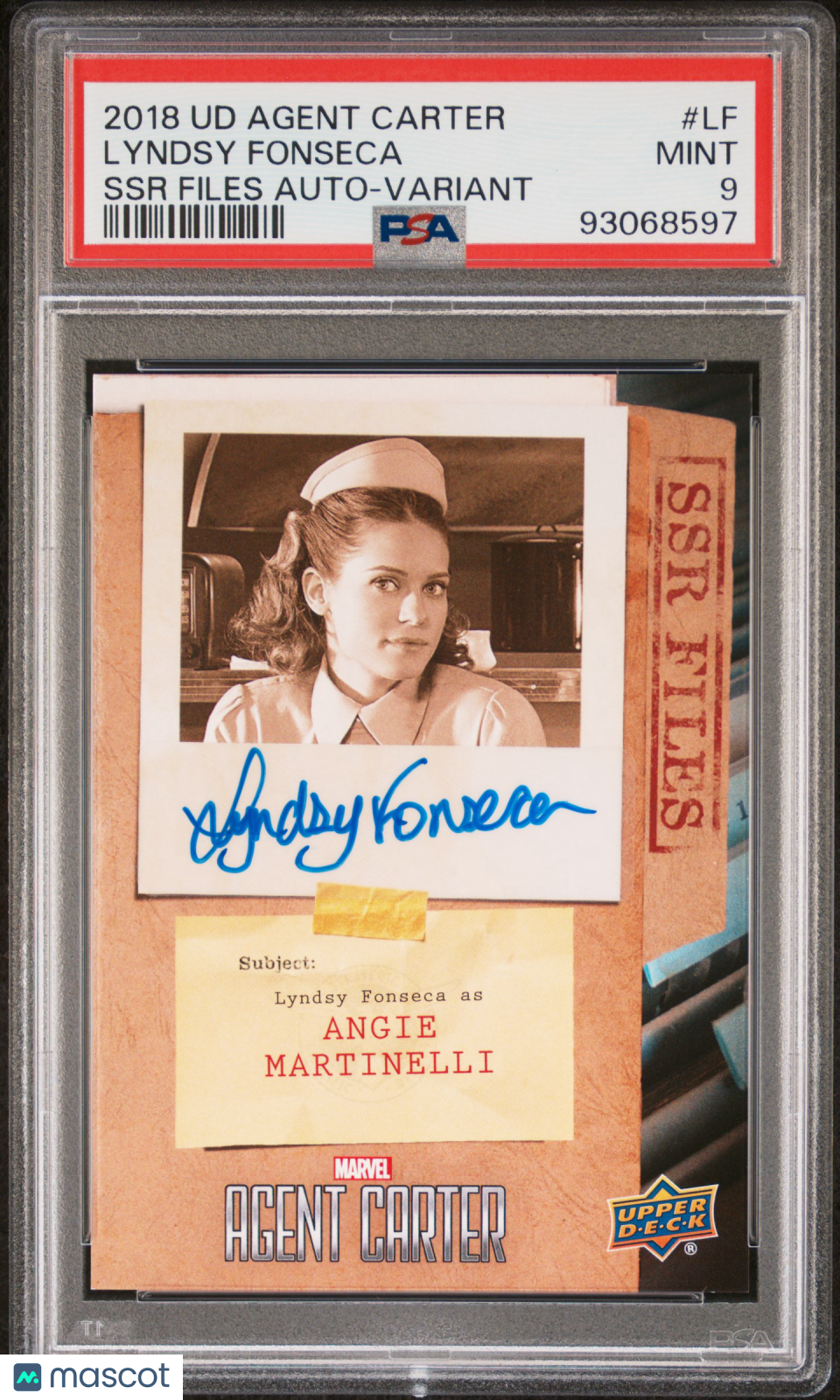 2018 Upper Deck Agent Carter SSR Files Autographs Lyndsy Fonseca #LF PSA 9