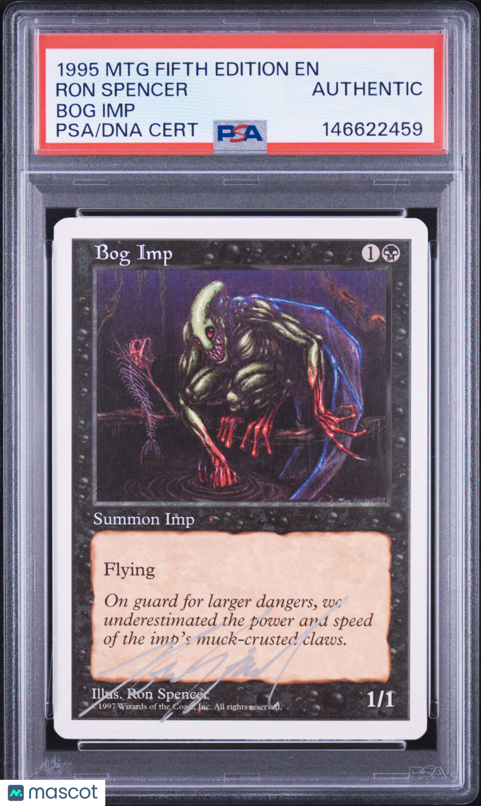 1997 Magic The Gathering Fifth Edition Bog Imp PSA/DNA Ron Spencer On Card Auto