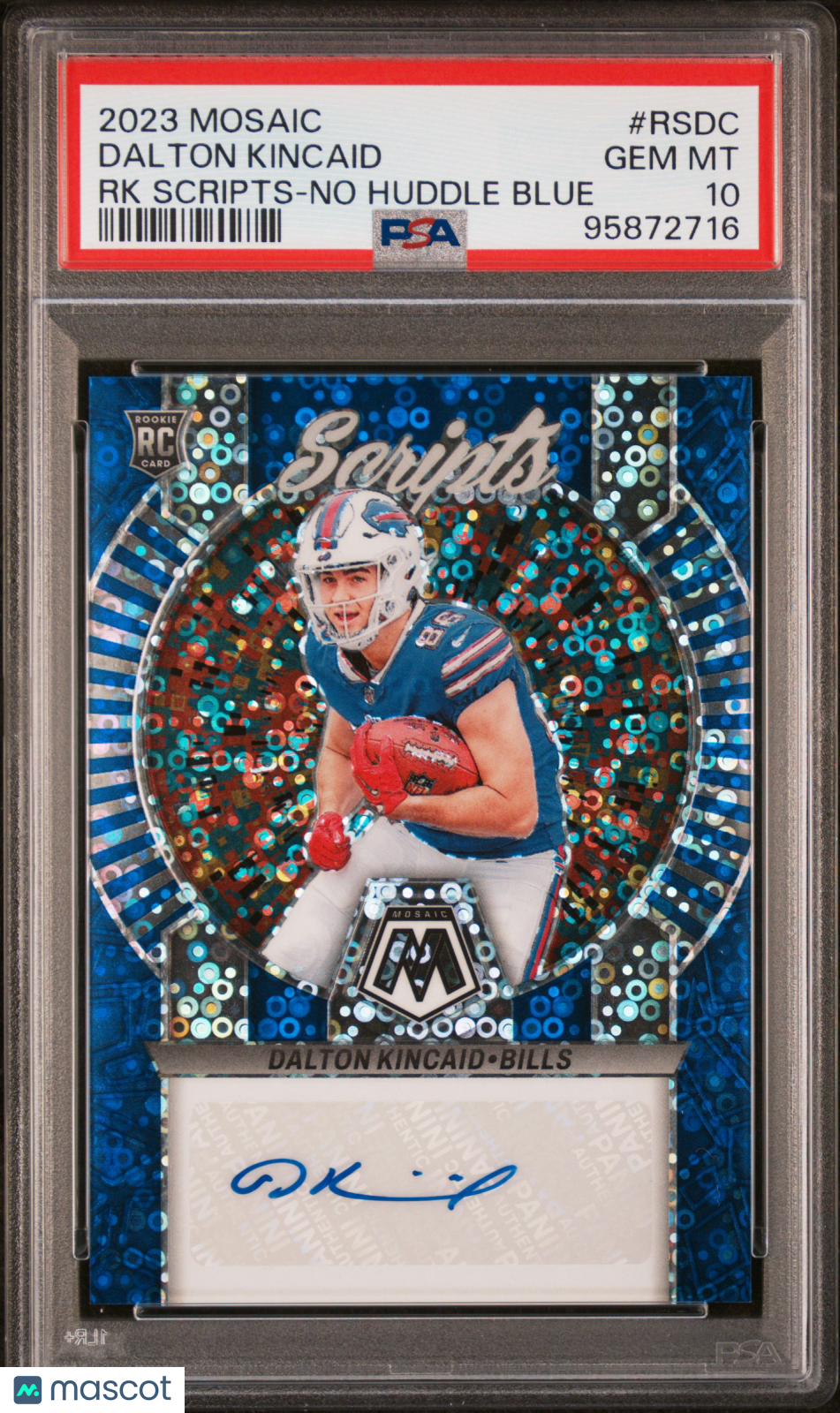 2023 Panini Mosaic Rookie Scripts Dalton Kincaid RK No Huddle Blue #RSDC PSA 10