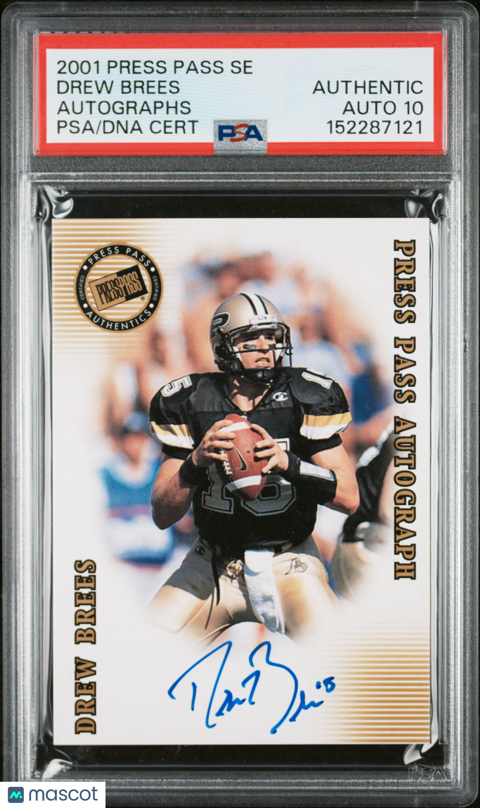 2001 Press Pass Se Autographs Drew Brees Rookie PSA AUTO 10 New Orleans Saints