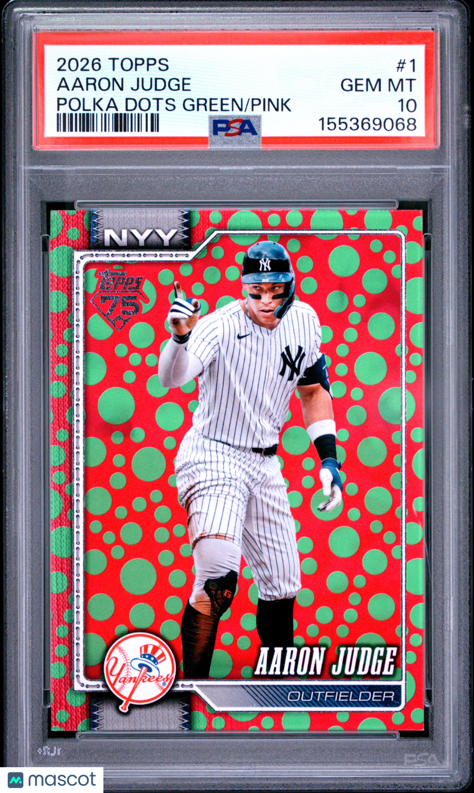 2026 Topps Aaron Judge Polka Dots Green Pink #1 PSA 10