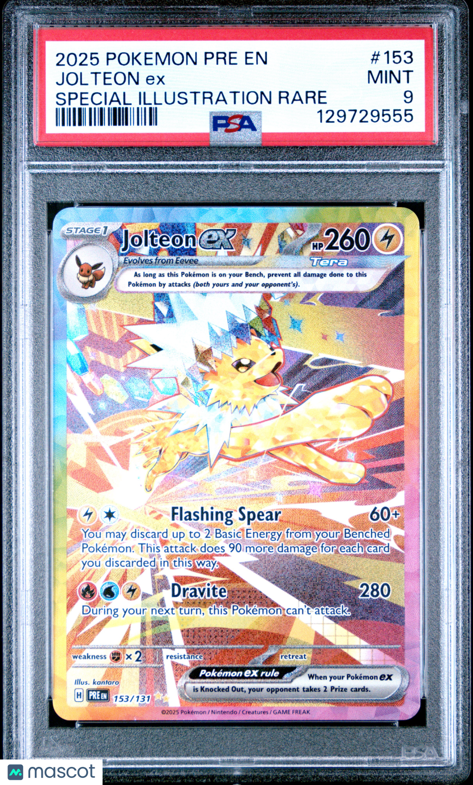 2025 Pokemon Prismatic Evolutions Jolteon EX #153 SIR PSA 9 MINT