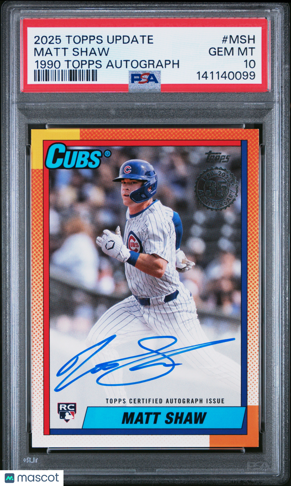 2025 Topps Update 1990 Topps Baseball Autographs Matt Shaw PSA 10 GEM MINT