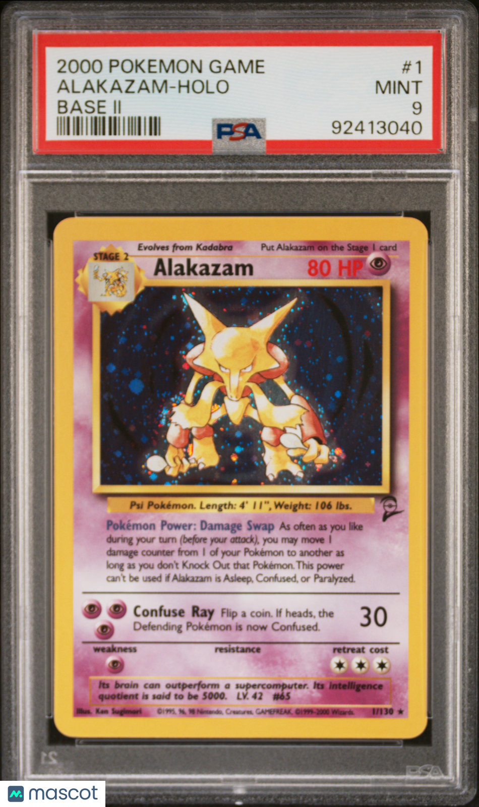 2000 Pokemon Game Base II Alakazam #1 Base II PSA 9