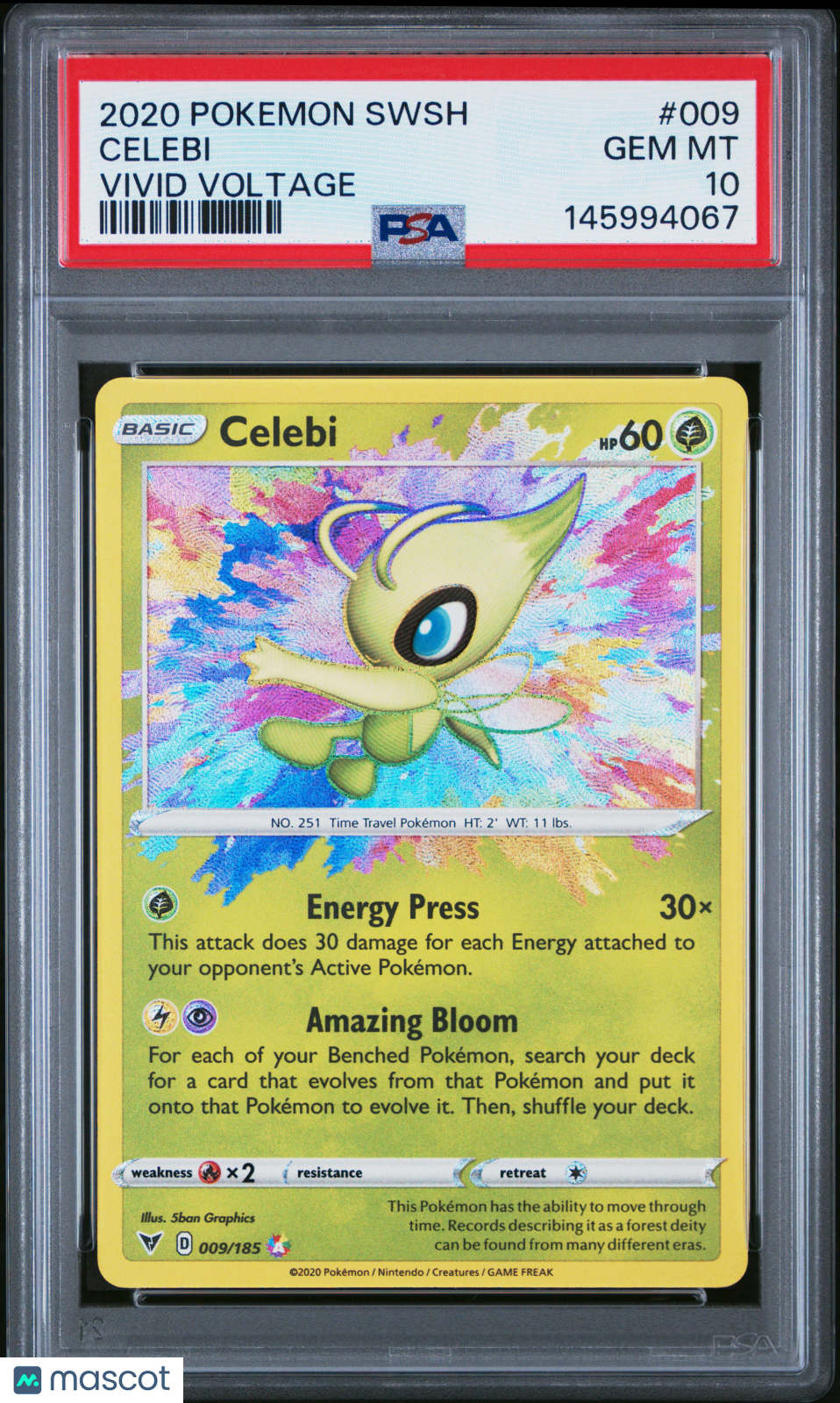 2020 Pokemon Sword & Shield Vivid Voltage Celebi #009 PSA 10 GEM MINT
