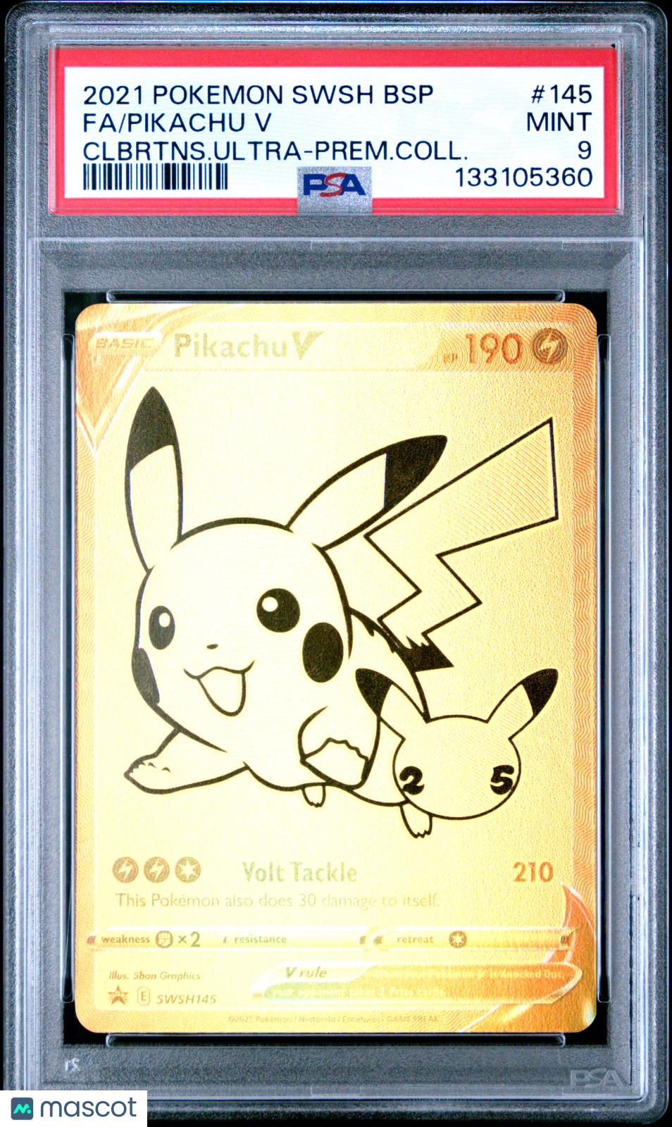 2021 Pokemon Swsh Black Star Promo Pikachu V #145 PSA 9