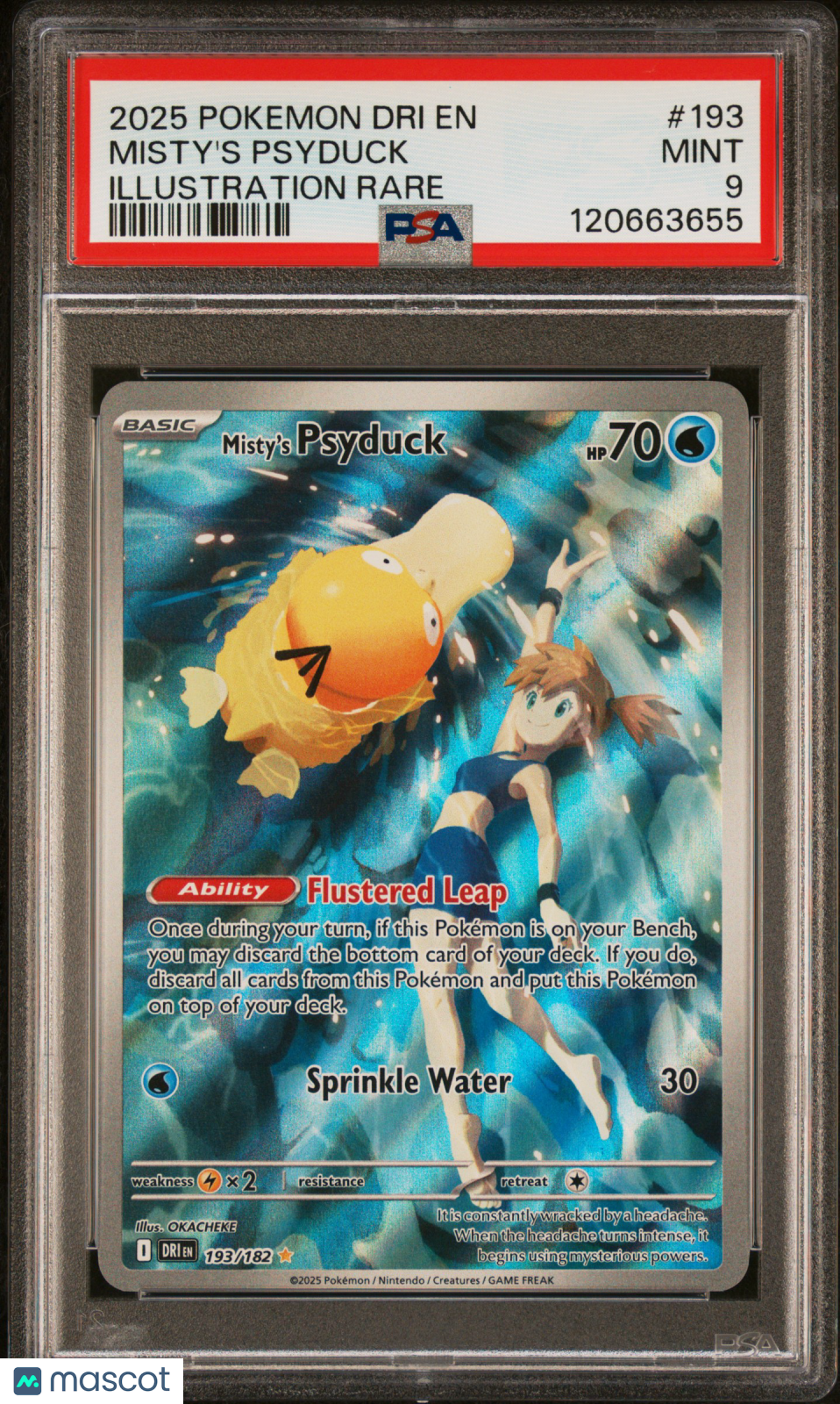 2025 Pokemon Dri EN-Destined Rivals Misty's Psyduck #193 Illustration Rare PSA 9