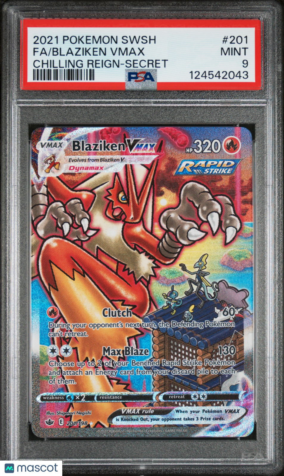 2021 Pokemon Sword & Shield Chilling Reign Blaziken VMAX #201 PSA 9 MINT