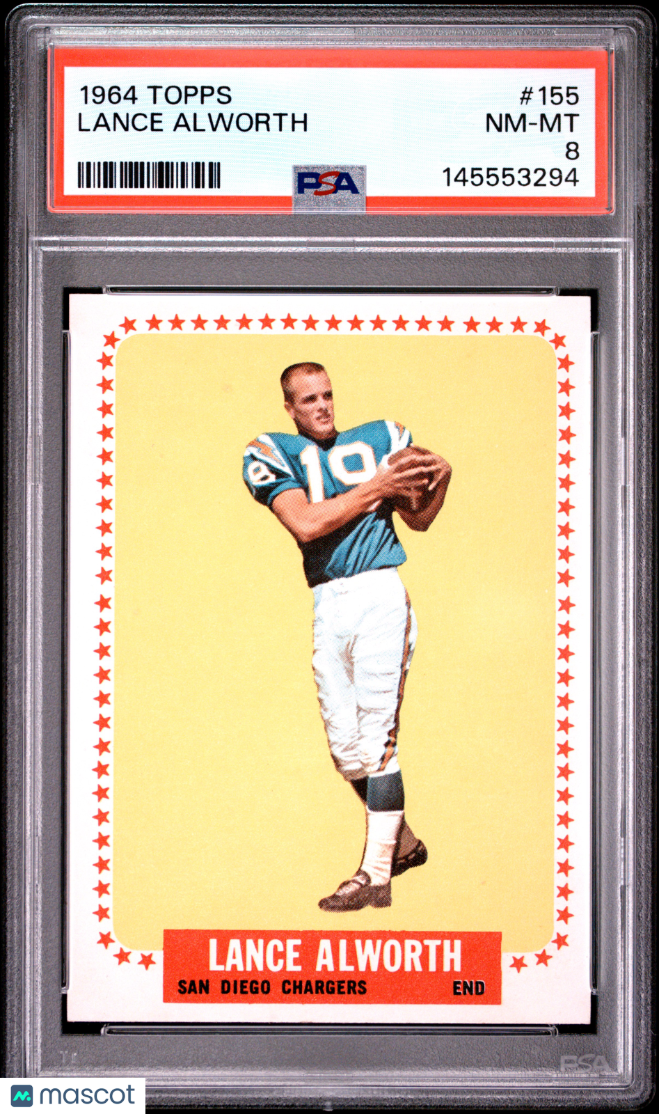 1964 Topps Lance Alworth #155 PSA 8