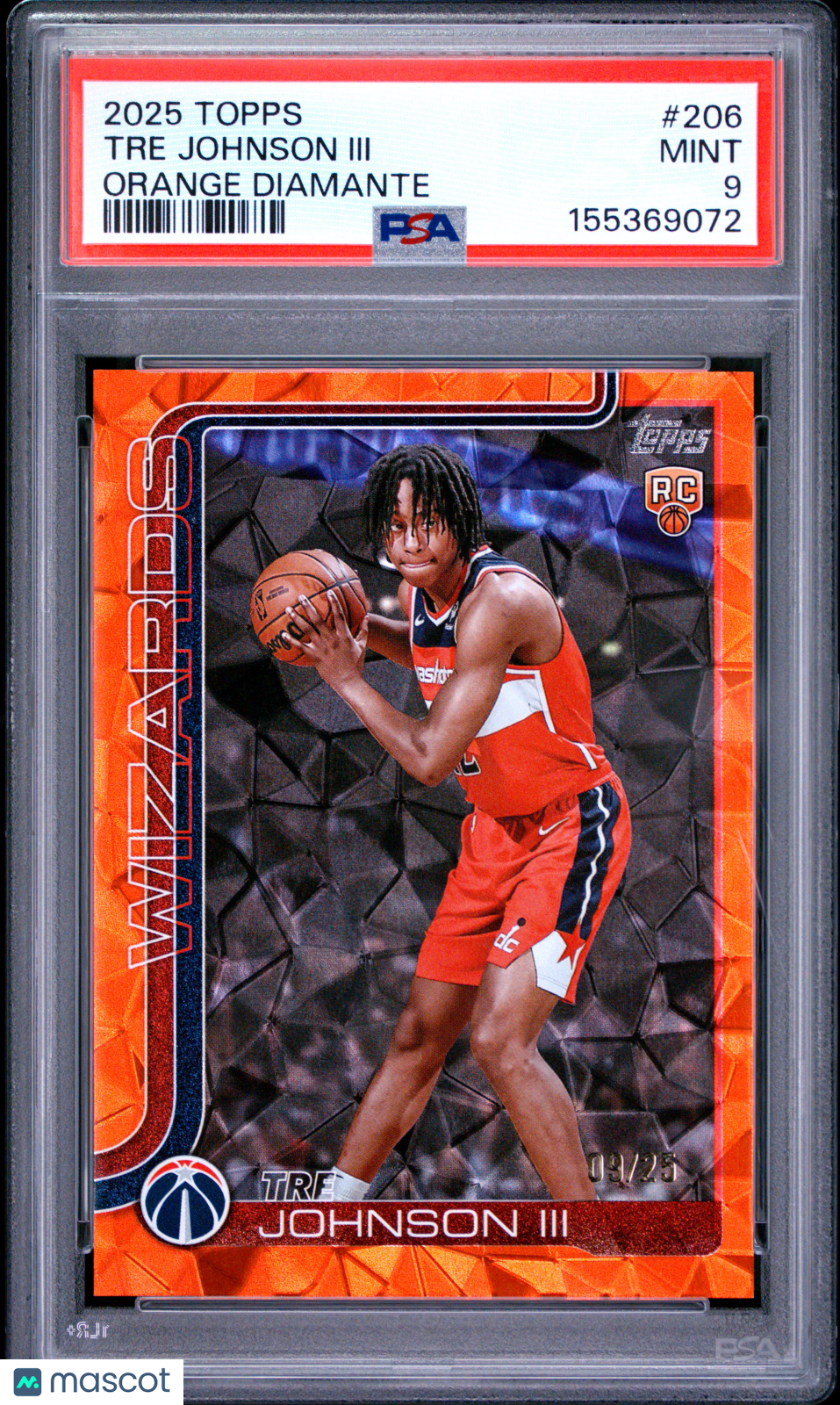 2025 Topps Tre Johnson III Orange Diamante 09/25 #206 PSA 9