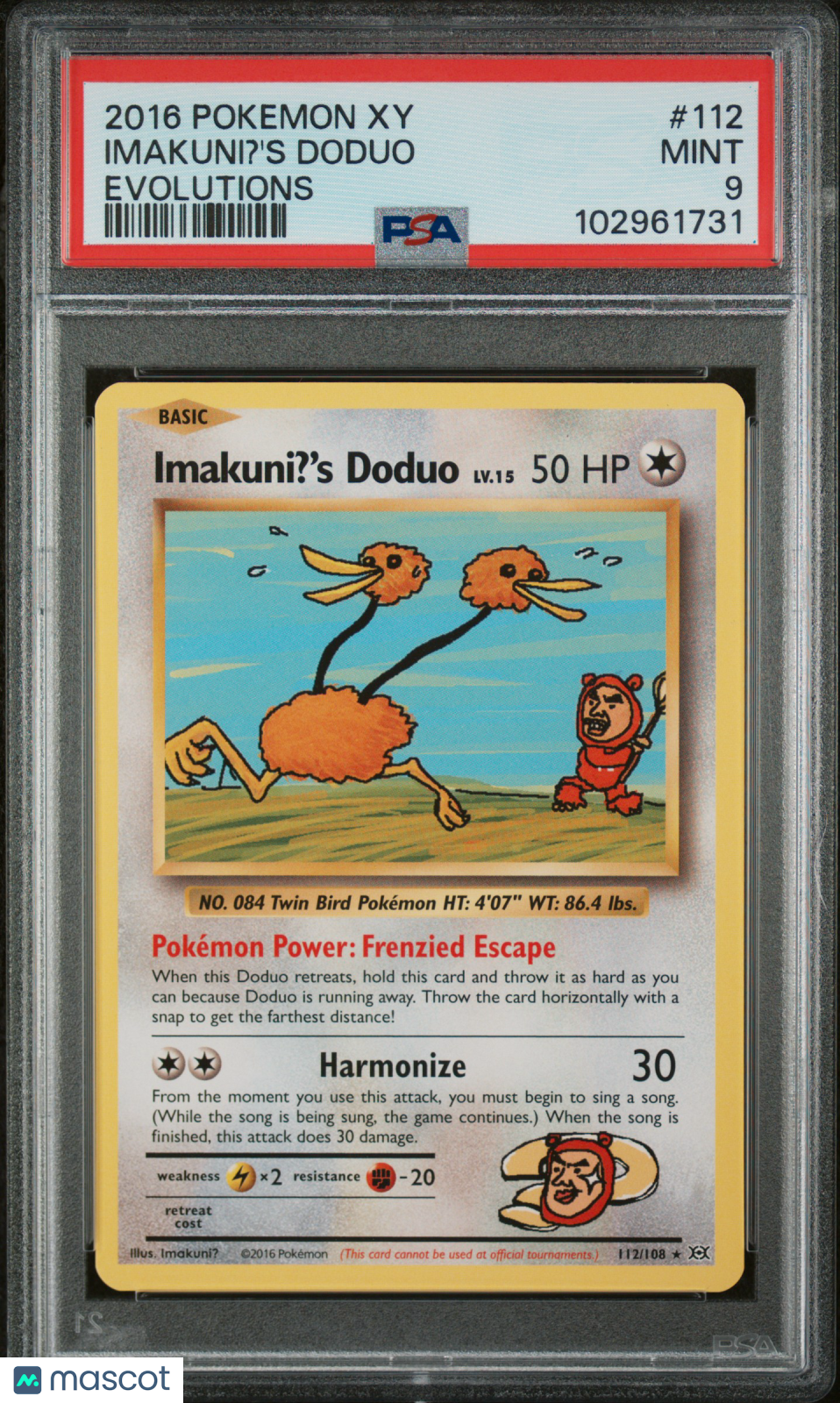 2016 Pokemon XY Evolutions Imakuni's Doduo #112 Evolutions PSA 9 MINT