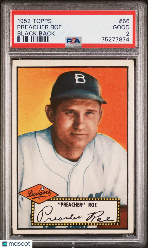 1952 Topps Preacher Roe #66 PSA 2 Baseball