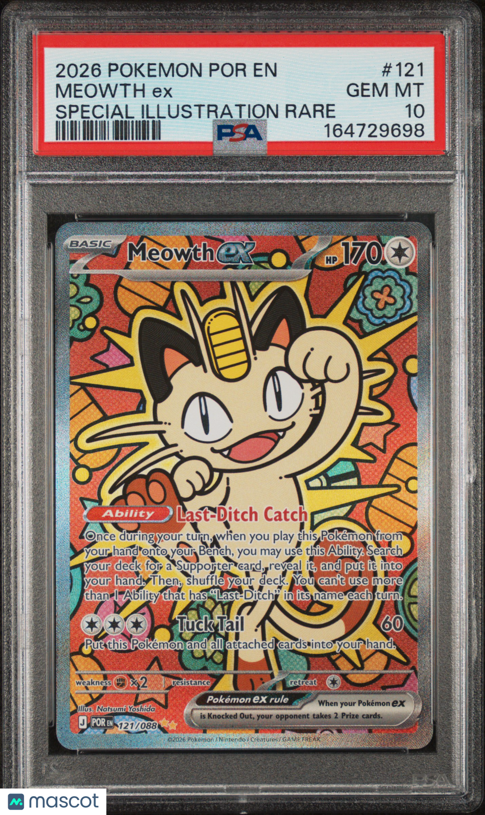 2026 Pokemon Por EN Meowth EX #121 Special Illustration Rare PSA 10
