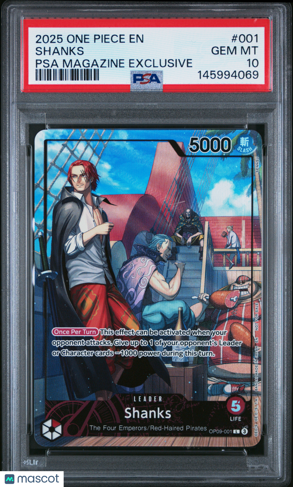 2025 One Piece Promos Shanks #001 PSA Magazine Exclusive PSA 10 GEM MINT