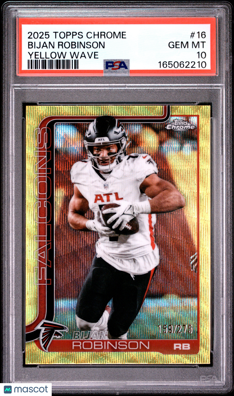 2025 Topps Chrome Bijan Robinson Yellow Wave 159/275 #16 PSA 10