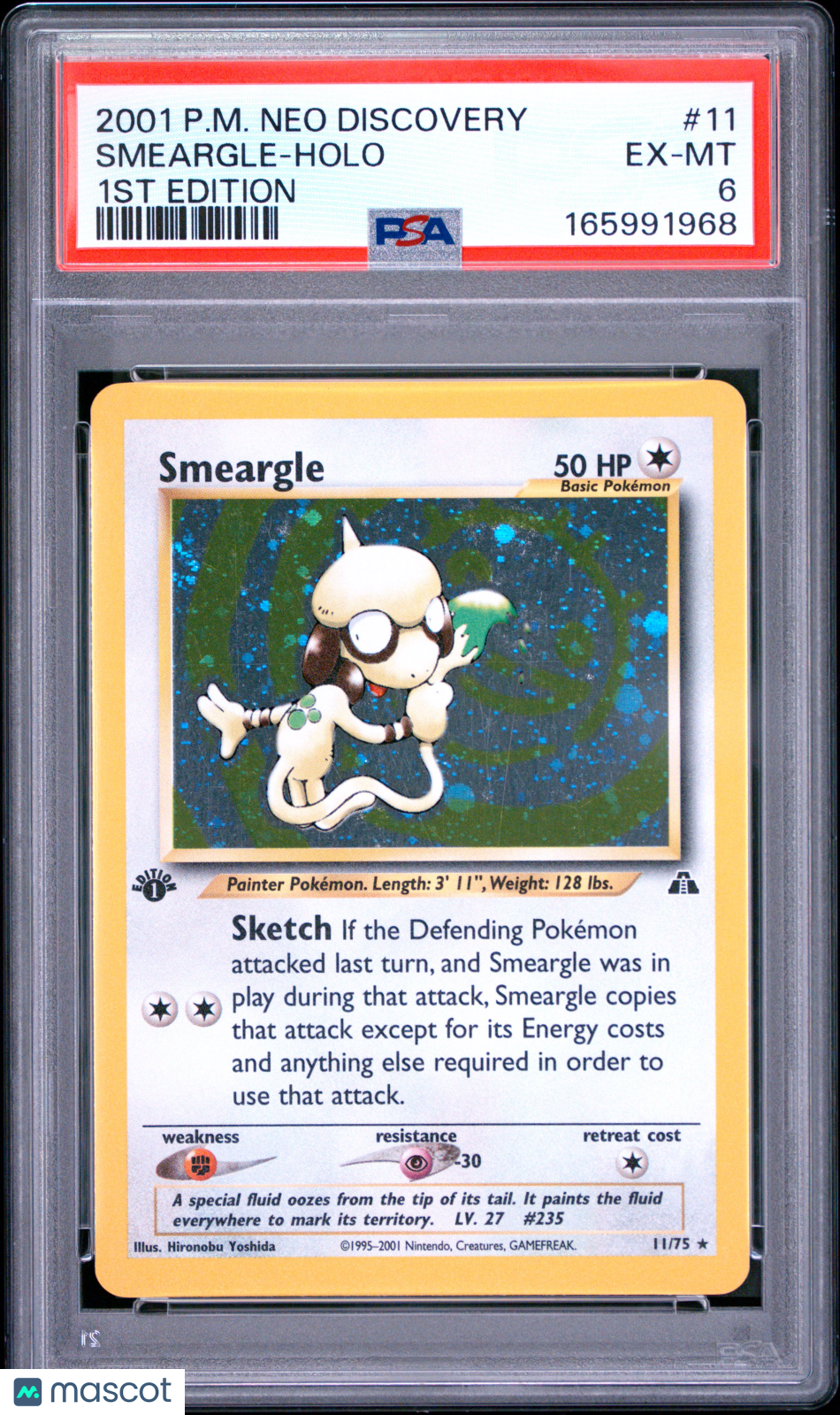 2001 Pokemon Neo Discovery Smeargle #11 Holo 1st Edition PSA 6