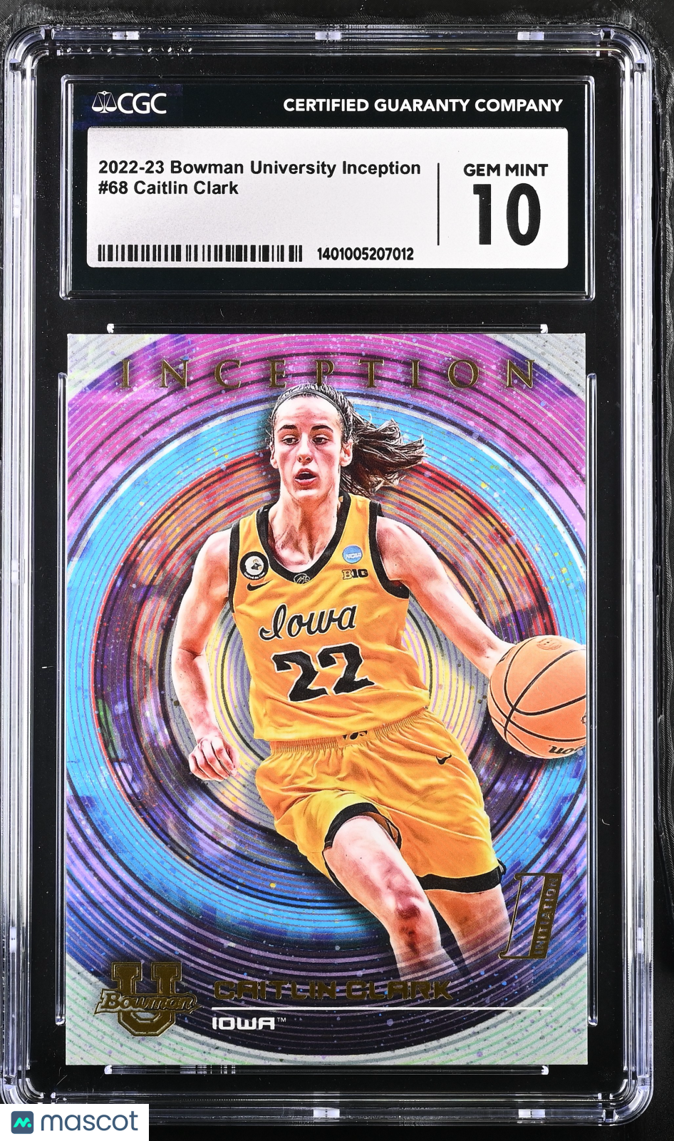 2022-23 Bowman University Inception Caitlin Clark #68 CGC 10 Indiana Fever