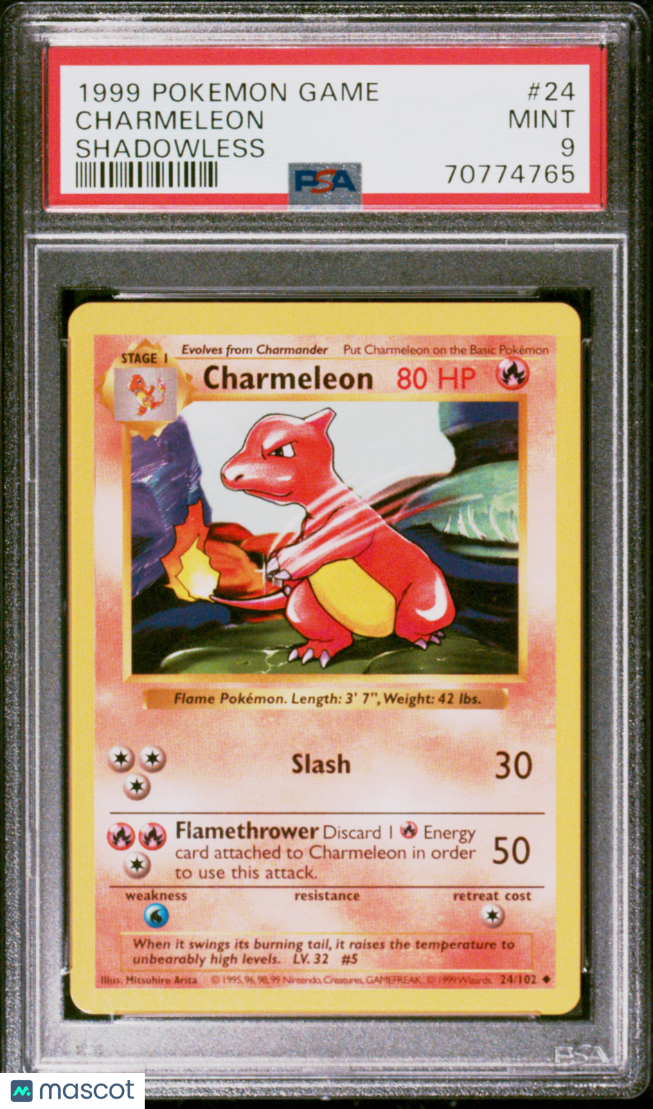 1999 Pokemon Game Charmeleon #24 Shadowless PSA 9 MINT