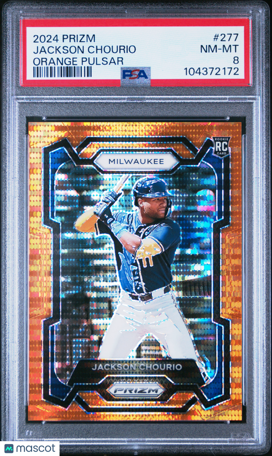 2024 Panini Prizm Jackson Chourio Orange Pulsar #277 PSA 8