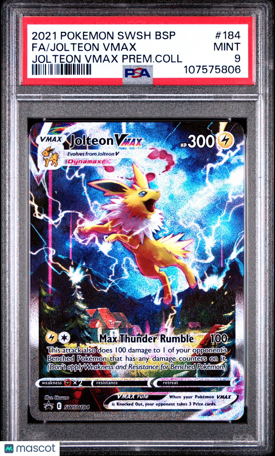 2021 Pokemon SWSH Black Star Promo Jolteon VMAX #184 FA Prem.Coll PSA 9