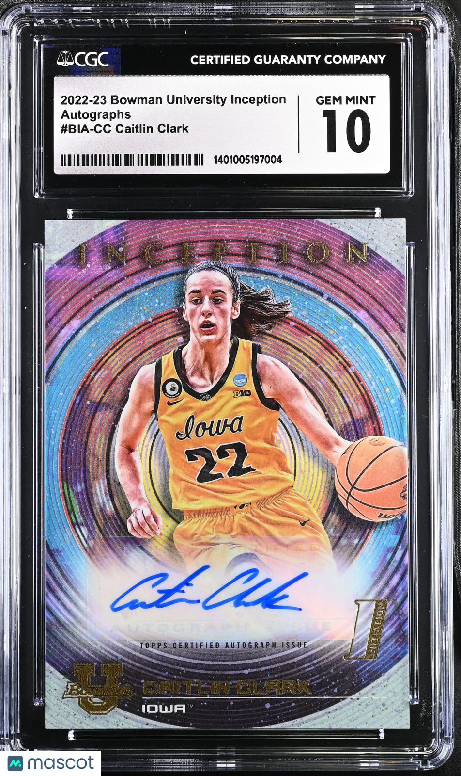 2022-23 Bowman University Inception Caitlin Clark Auto CGC 10 Rookie GEM MINT